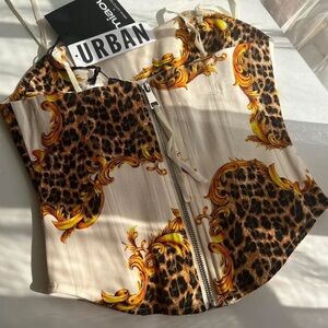 Urban Outfitters x MIAOU X  Exclusive Morgan Leopard Print Corset Top